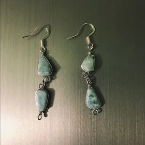 Blue Crystal Handmade Dangle Statement Earrings